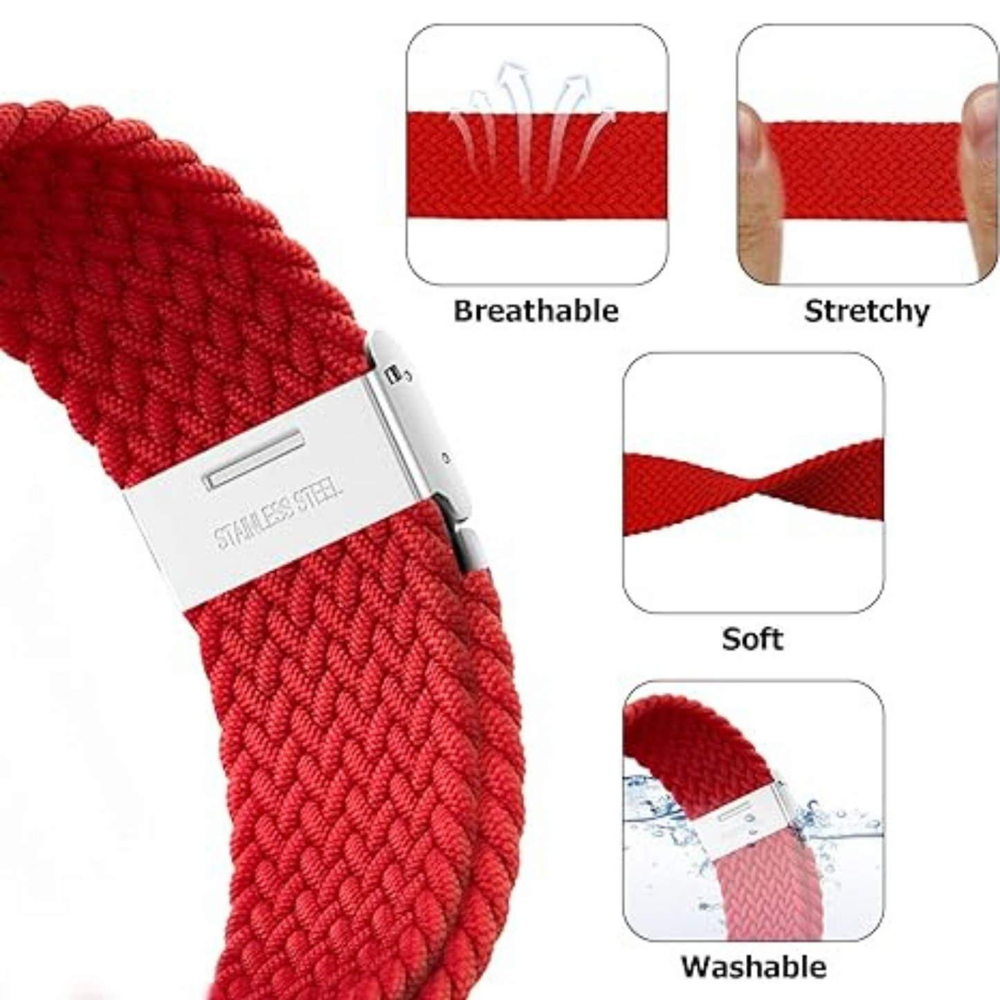 Gray Braided Nylon Watch Band