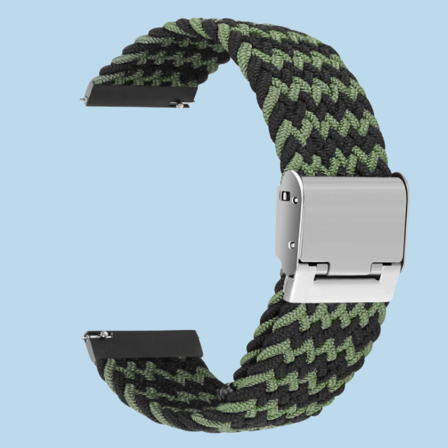 Black Green Braided Nylon Watch Band