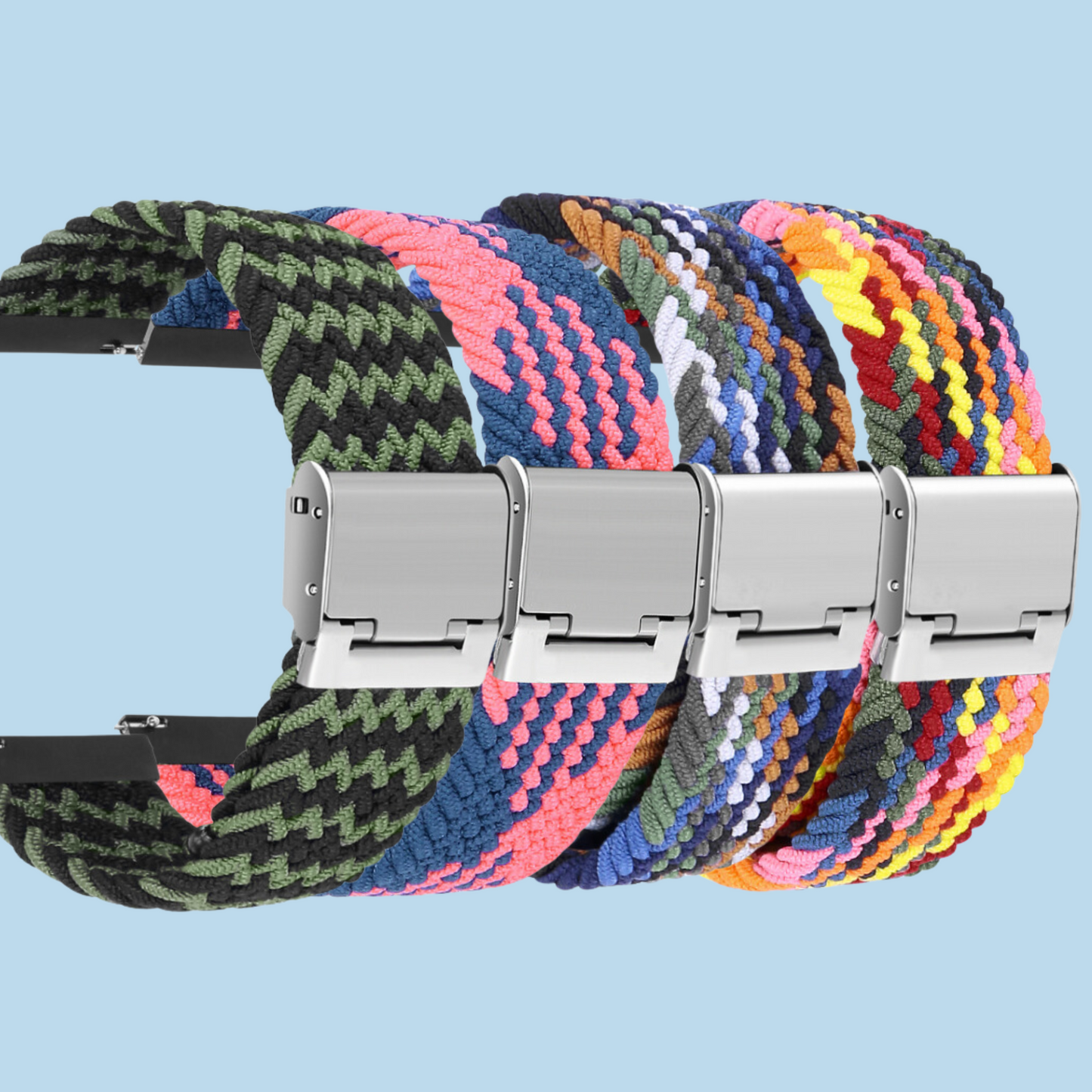 Colorful Blue Base Braided Nylon Watch Band